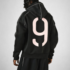 Men's Oversized Drop Shoulder Hoodie Heavyweight Fleece Contrast Piping Screen Print Wide Leg Sweatpants Streetwear Tracksuit