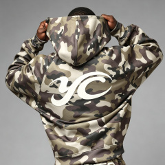 Men Full Zip up Hooded Tracksuit DTG Full Camo Print Raglan Sleeve Chenille Embroidery Screen Print Oversized Street 2 Piece Set