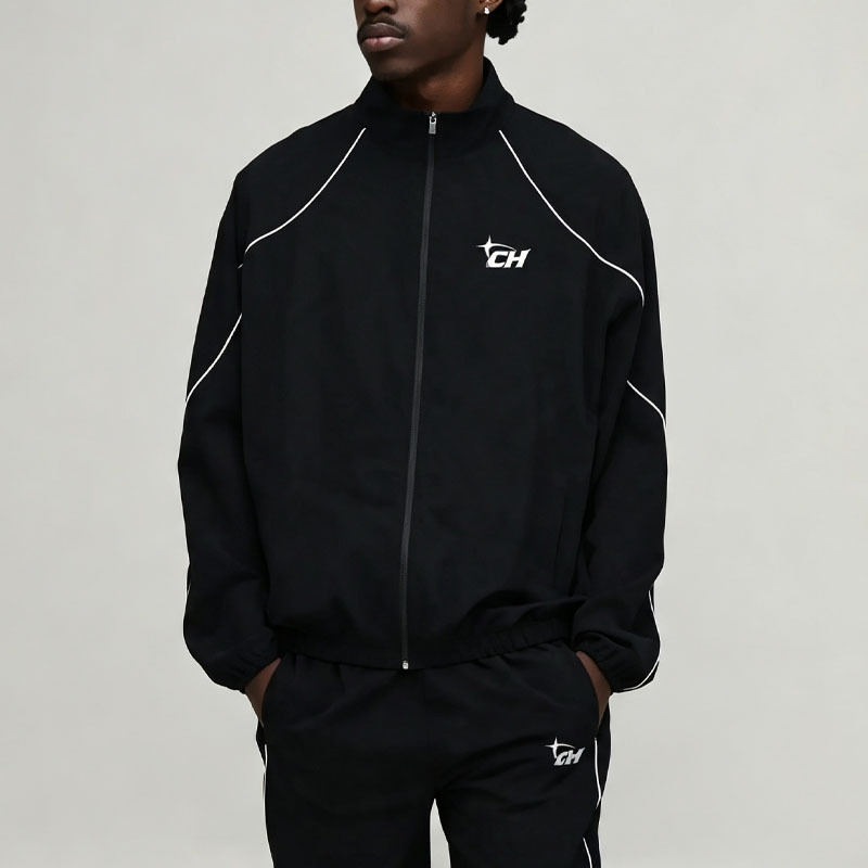Custom Men's Regular Fit Technical Contrast Piping Track Jacket Set & Jogger Set Lightweight Nylon Zip Funnel Neck Tracksuit,Leading Custom Apparel Manufacturer | Your Trusted China Sourcing Partner | YC/YUECHI,Custom Men's Regular Fit Technical Contrast Piping Track Jacket & Jogger Set Lightweight Nylon Zip Funnel Neck Tracksuit