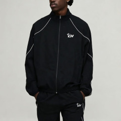 Custom Men's Regular Fit Technical Contrast Piping Track Jacket Set & Jogger Set Lightweight Nylon Zip Funnel Neck Tracksuit,Leading Custom Apparel Manufacturer | Your Trusted China Sourcing Partner | YC/YUECHI,Custom Men's Regular Fit Technical Contrast Piping Track Jacket & Jogger Set Lightweight Nylon Zip Funnel Neck Tracksuit