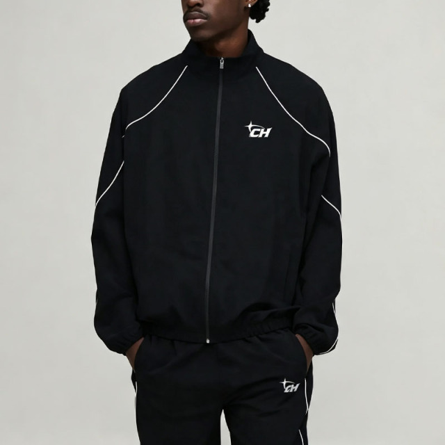 Custom Men's Regular Fit Technical Contrast Piping Track Jacket Set & Jogger Set Lightweight Nylon Zip Funnel Neck Tracksuit,Leading Custom Apparel Manufacturer | Your Trusted China Sourcing Partner | YC/YUECHI,Custom Men's Regular Fit Technical Contrast Piping Track Jacket & Jogger Set Lightweight Nylon Zip Funnel Neck Tracksuit