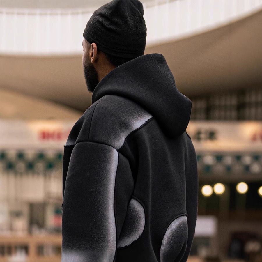 Men's Boxy Oversized Full Zip Hoodie Wide Leg Sweatpants 2 Piece Set Heavyweight Fleece Spray Paint Embroidery Street Tracksuit