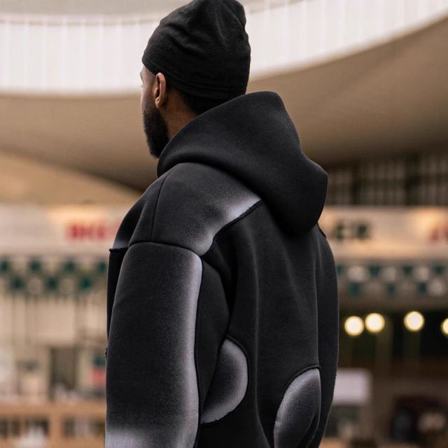 Men's Boxy Oversized Full Zip Hoodie Wide Leg Sweatpants 2 Piece Set Heavyweight Fleece Spray Paint Embroidery Street Tracksuit