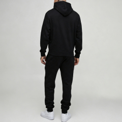 Custom Made Heavyweight Vintage Tracksuit 2 Pieces Black Grey Fleece Plain Urban Apparel Men's Streetwear Jogger Set