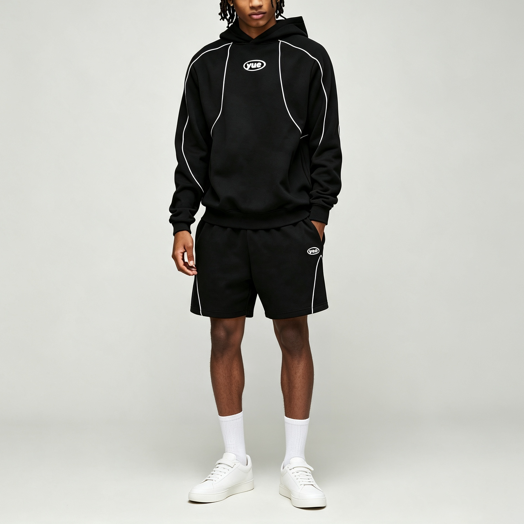 Custom Sets Embroidery Full Zip 2 Pieces Boxy Fit Baggy Heavyweight 100% Cotton French Terry Men's Hoodie Set Tracksuit,Leading Custom Apparel Manufacturer | Your Trusted China Sourcing Partner | YC/YUECHI,Custom Embroidery Full Zip 2 Pieces Boxy Fit Baggy Heavyweight 100% Cotton French Terry Men's Hooded Short Tracksuit