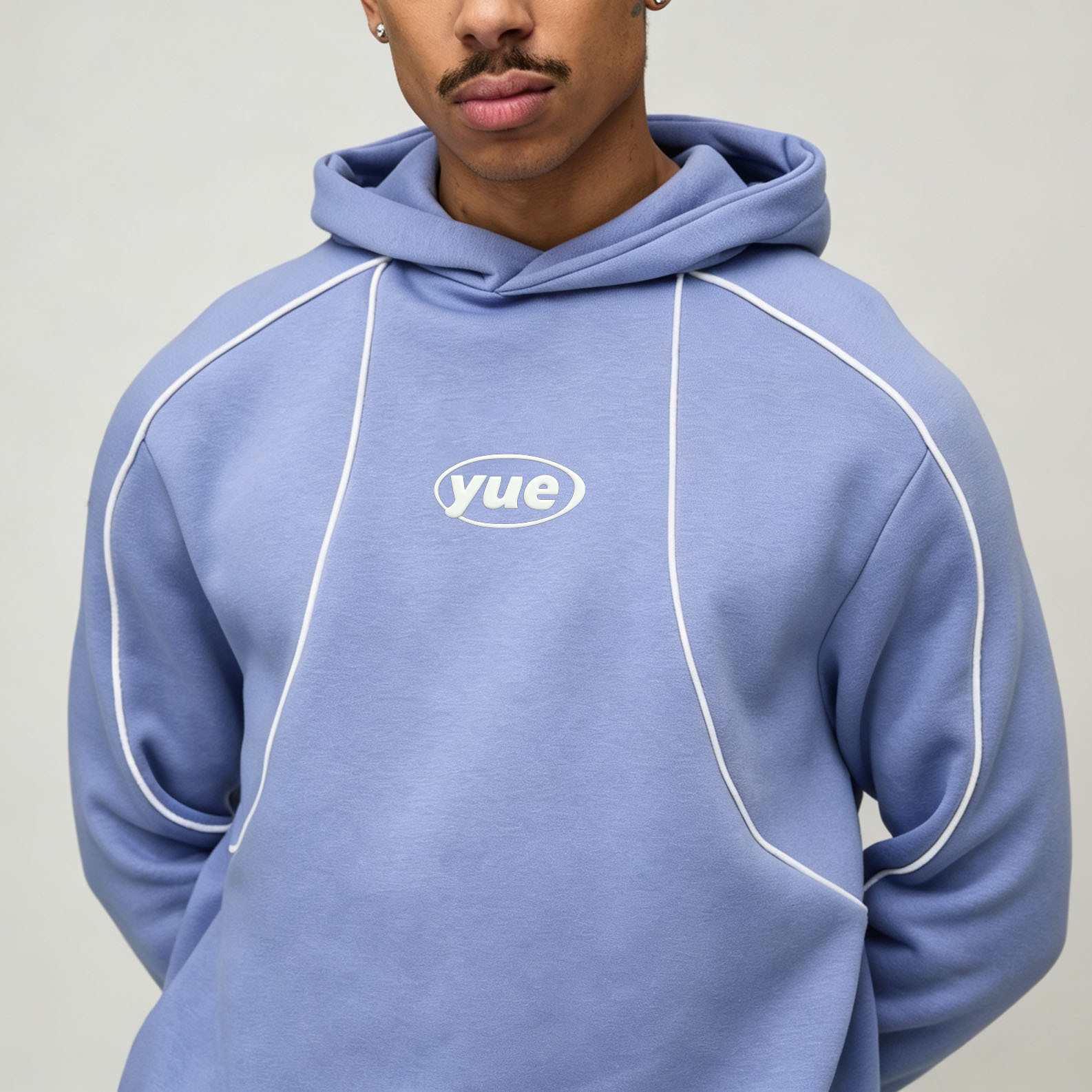 Custom Sets French Terry Puff Printing 100% Cotton Contrast Piping Pullover Hoodie Set Wide Leg Pants 2 Pieces Men's Tracksuit Set,Leading Custom Apparel Manufacturer | Your Trusted China Sourcing Partner | YC/YUECHI,Custom French Terry Puff Printing 100% Cotton Contrast Piping Pullover Hoodie Wide Leg Pants 2 Pieces Men's Tracksuit Set