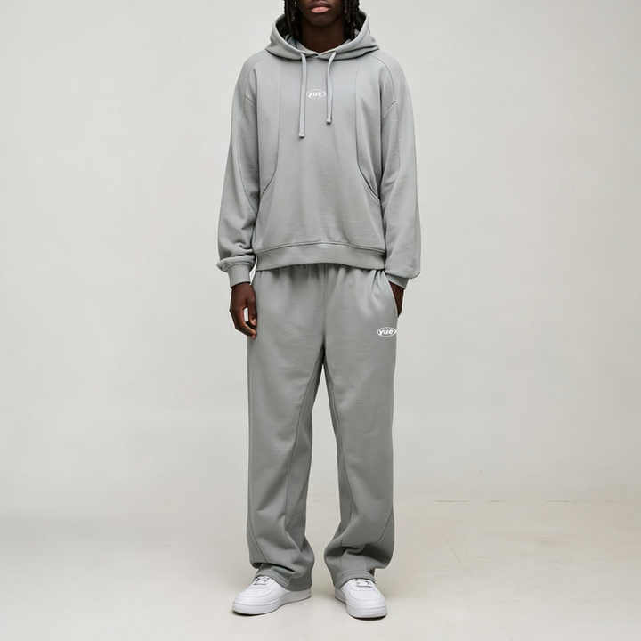 Custom Men's Oversized Boxy Raglan Embroidered Tracksuit Casual Relaxed 2 Piece 100% Cotton French Terry Athleisure Streetwear