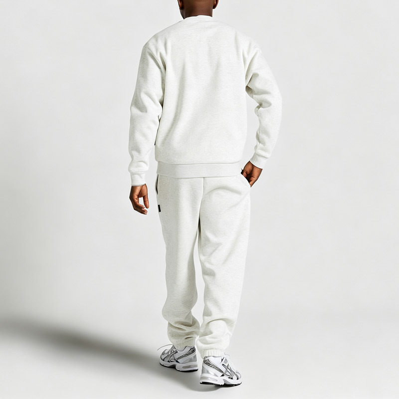 Custom Men Crew Neck Tracksuit 100% Cotton Fleece Rhinestone DTG Printing Embroidery Sweatshirt Jogger Sports Two Piece Set