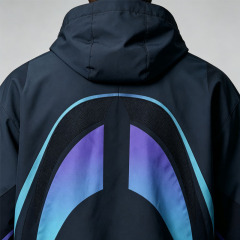 Custom Men Woven Tracksuit Gradient Screen Print Hooded Jacket and Short Set Hook and Loop Fastener Streetwear 2 Piece Sets