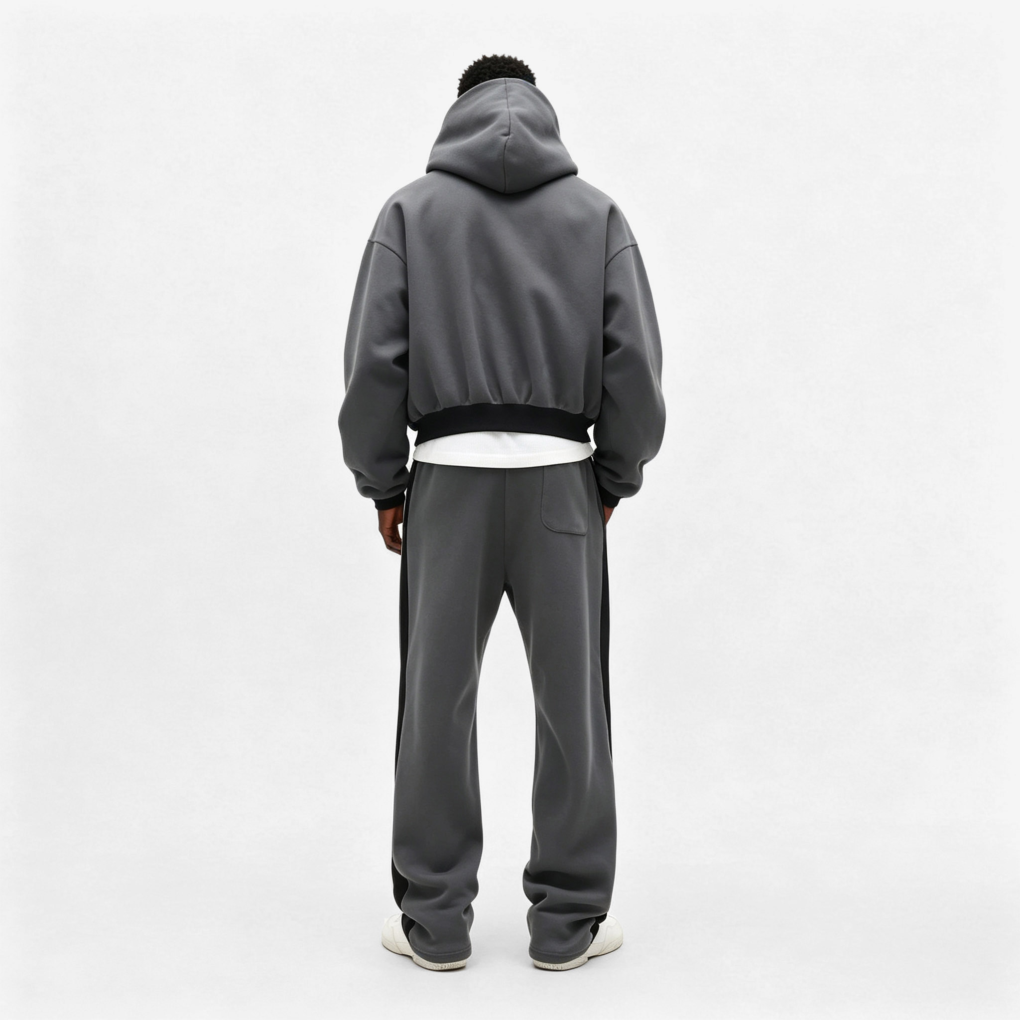 Men Oversized Curved Piping Color Block Tracksuit Contrast Waistband Loose Wide Leg Sweatpants Heavyweight French Terry