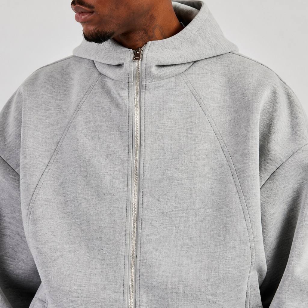Men Air Layer Fabric Raglan Sleeve Zip up Hoodie Baggy Leg Blank Pant 2 Piece Sets Oversized Streetwear Customizable Tracksuit