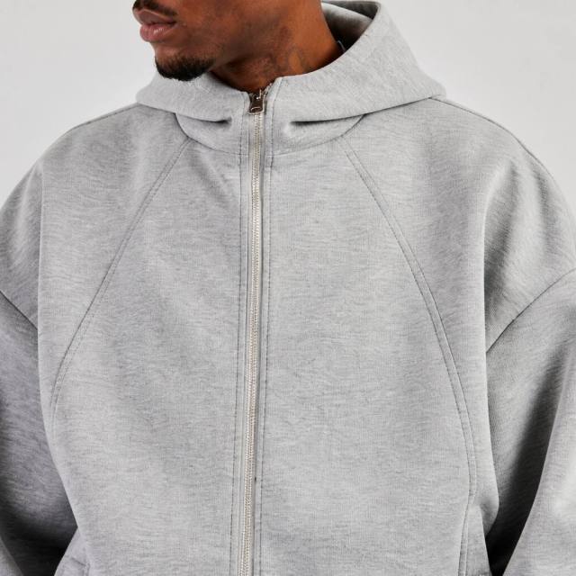 Men Air Layer Fabric Raglan Sleeve Zip up Hoodie Baggy Leg Blank Pant 2 Piece Sets Oversized Streetwear Customizable Tracksuit