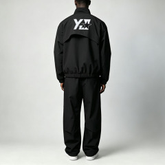 Custom Hooded Mens Rip Stop Tracksuit Slight Cropped Oversized Eco-Friendly Screen Printing Jacket Wide Leg Pant Casual Autumn 2
