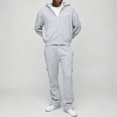 Custom Men's Winter Oversized Boxy Zip Hoodie Cargo Embroidered Letter Pattern Tracksuit 100% Cotton French Terry Athleisure 2
