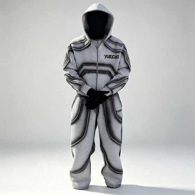 Custom Spray Printing Eco-friendly 100% Organic Cotton Heavyweight Fleece Streetwear Hooded Boxy Cropped Winter Outerwear Set