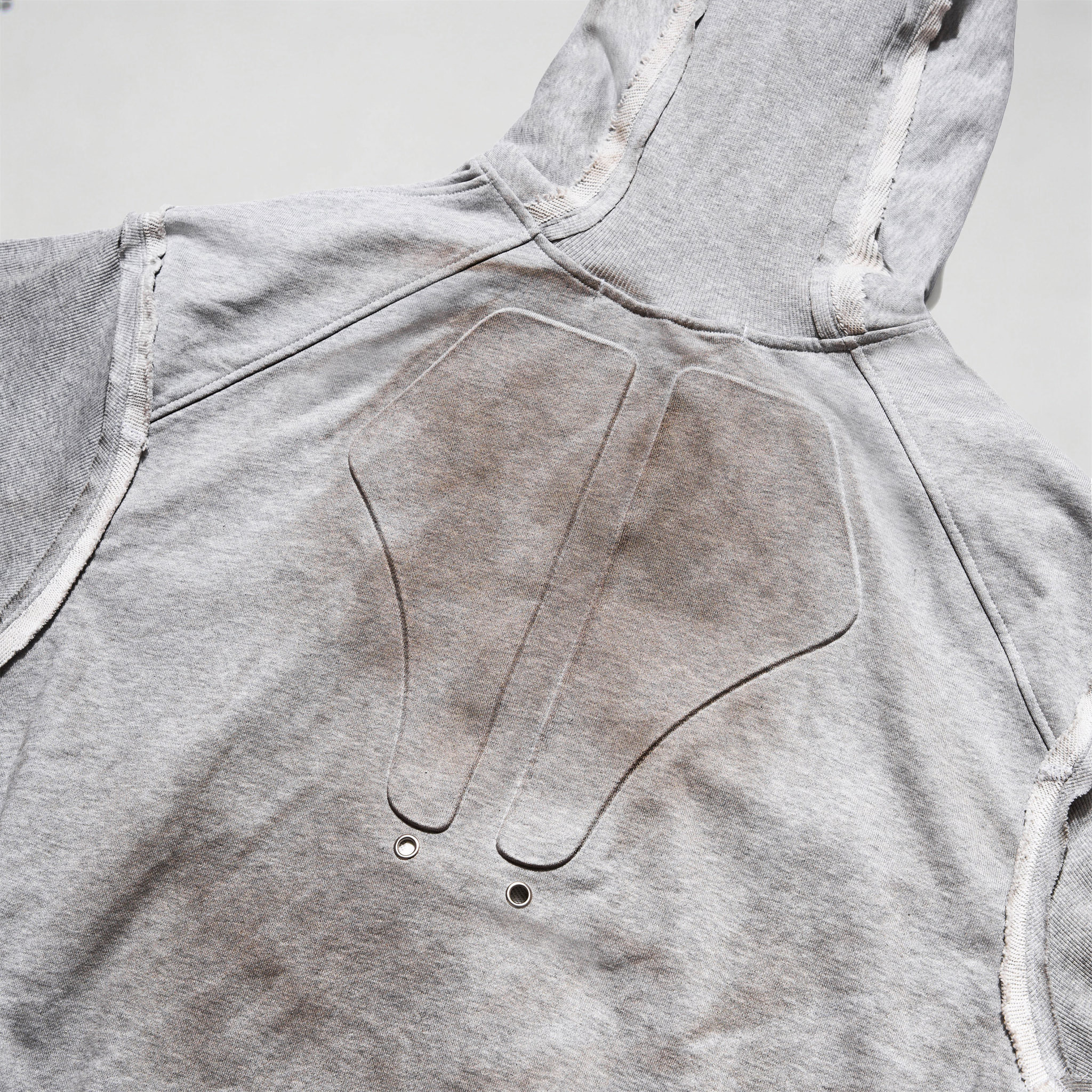 Men's Mud Dye Vintage Tactical Tracksuit Detachable Sleeve Full Zip Hoodie Embossed Heavyweight French Terry Dark Avant Garde