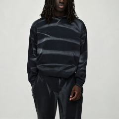 Custom Laser Burnout 2 Pieces Boxy Fit Cropped Wide Leg French Terry Cotton Men's Heavyweight Streetwear Tracksuit Set
