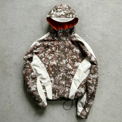 Custom Men's Dtg Printing Camo Hooded Shell Jacket Matching Shorts Windproof Waterproof Street Functional Two Piece Suit
