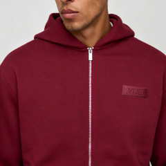 Custom Applique Embroidery French Terry Full Zip 2 Pieces Boxy Fit Cropped Wide Leg Urban Cotton Men's Streetwear Tracksuit Set