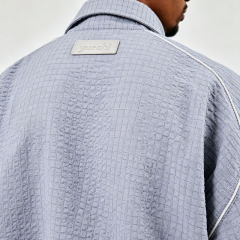 Custom Oversized Checked Nylon Funnel Neck Windbreaker Contrast Piping Relaxed Baggy Pant Casual Men's Streetwear Tracksuit