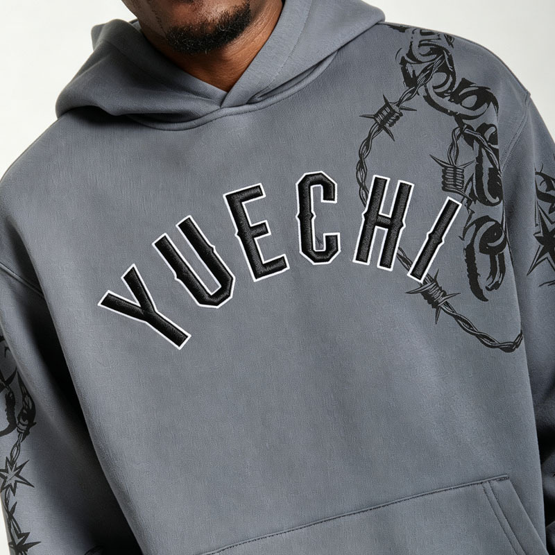 Custom Men Oversized Fit Hoodie Tracksuit 310 Gsm Fleece Cotton / Polyester 3D Embroidery DTG Printing Cuffed Jogger 2 Piece Set