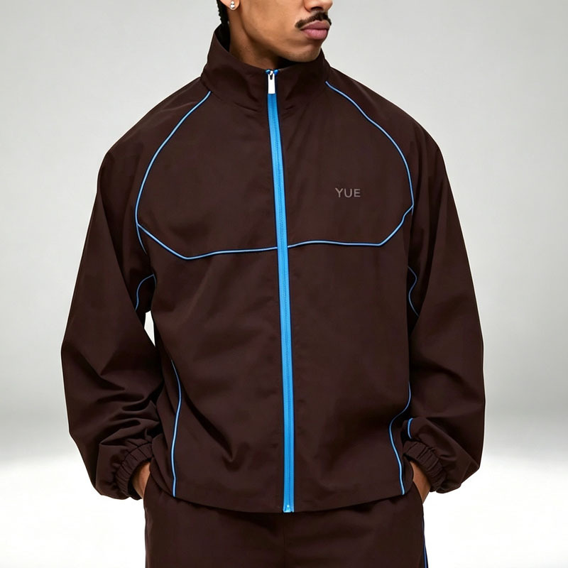 Custom Sets Contrast Piping Screen Print Windbreaker 2 Pieces Wide Leg Baggy Nylon Jacket Set Trousers Men's Urban Techwear Set,Leading Custom Apparel Manufacturer | Your Trusted China Sourcing Partner | YC/YUECHI,Custom Contrast Piping Screen Print Windbreaker 2 Pieces Wide Leg Baggy Nylon Jacket Trousers Men's Urban Techwear Set