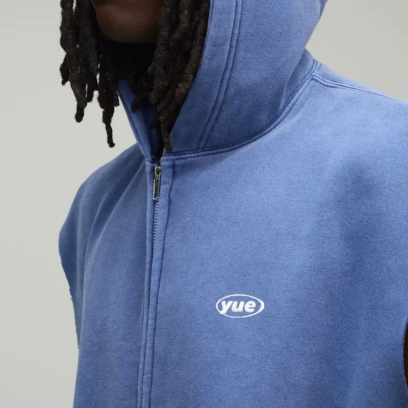 Custom Men's Winter Oversized Washed Sleeveless Zip Hooded Vest Cropped Wide Leg Jogger Tracksuit Fleece Embroidered Logo