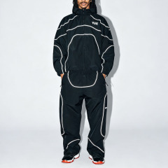 OEM Custom logo Men's Waterproof Reflective Windbreaker Nylon Polyester Zip up Track Jacket and Pants Set Tracksuit