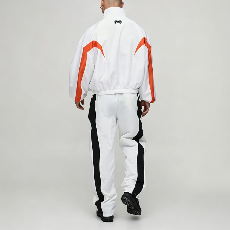 Custom Men's Oversized Colour Block Sports Jacket Tracksuit Funnel Neck Screen Printing Nylon Windbreaker Two Piece Set,Leading Custom Apparel Manufacturer | Your Trusted China Sourcing Partner | YC/YUECHI,Custom Men's Oversized Colour Block Sports Jacket Tracksuit Funnel Neck Screen Printing Nylon Windbreaker Two Piece Set