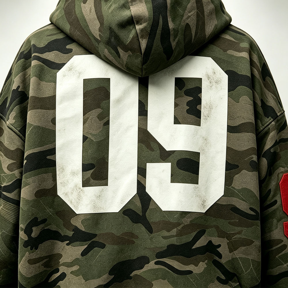 Custom Camouflage Silk Screen Printing Applique Embroidery Heavyweight Fleece Full Zip 2 Pieces Boxy Men's 100% Cotton Winter