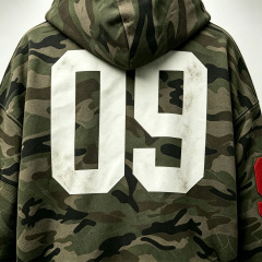 Custom Camouflage Silk Screen Printing Applique Embroidery Heavyweight Fleece Full Zip 2 Pieces Boxy Men's 100% Cotton Winter