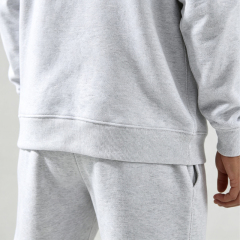 Custom Applique Embroidery Crewneck Pullover Regular Fit Light Heather Grey 2-Piece Cotton Fleece Men's Winter Streetwear Casual