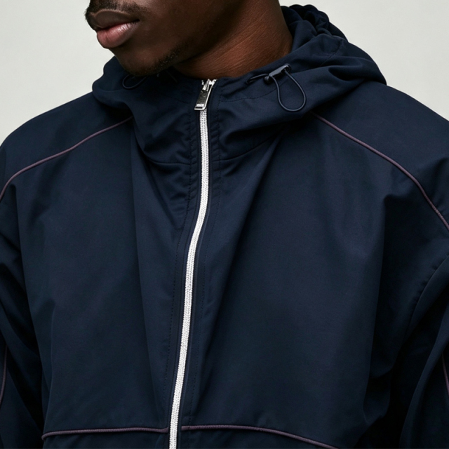 Custom Sets Jacket Set and hoodie set with contrasting piping - Men's urban tech-inspired nylon tracksuit,Leading Custom Apparel Manufacturer | Your Trusted China Sourcing Partner | YC/YUECHI,Custom Made Lightweight Windbreaker Jacket Shorts 2 Pieces Contrast Piping Hooded Nylon Men's Urban Techwear Tracksuit