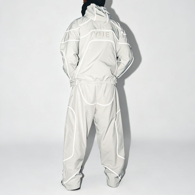 OEM Custom logo Men's Waterproof Reflective Windbreaker Nylon Polyester Zip up Track Jacket and Pants Set Tracksuit