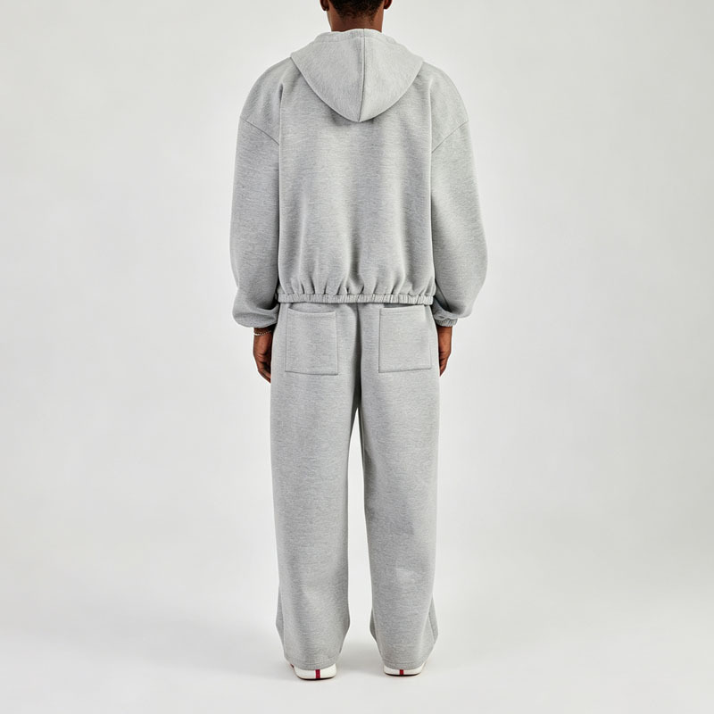 Men Air Layer Fabric Raglan Sleeve Zip up Hoodie Baggy Leg Blank Pant 2 Piece Sets Oversized Streetwear Customizable Tracksuit