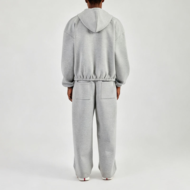 Men Air Layer Fabric Raglan Sleeve Zip up Hoodie Baggy Leg Blank Pant 2 Piece Sets Oversized Streetwear Customizable Tracksuit