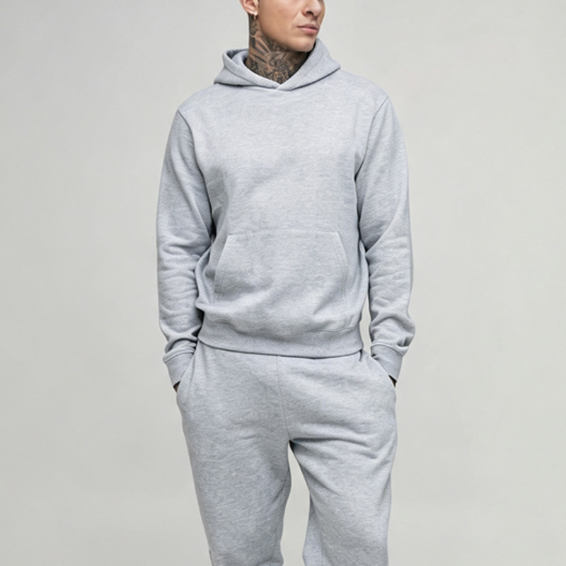 Custom Made Heavyweight Vintage Tracksuit 2 Pieces Black Grey Fleece Plain Urban Apparel Men's Streetwear Jogger Set