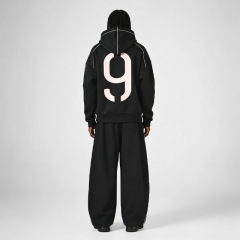 Men's Oversized Drop Shoulder Hoodie Heavyweight Fleece Contrast Piping Screen Print Wide Leg Sweatpants Streetwear Tracksuit