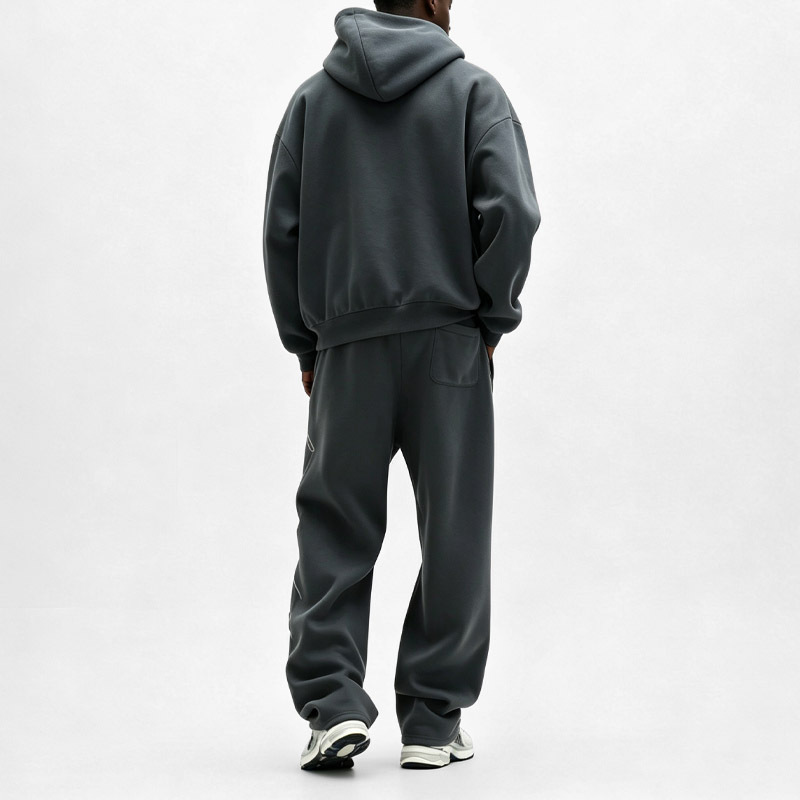 Men Custom Embroidery Screen Print 100% Cotton Fleece Tracksuit Oversized Drop Shoulder Hoodie Loose Wide Leg Sweatpants