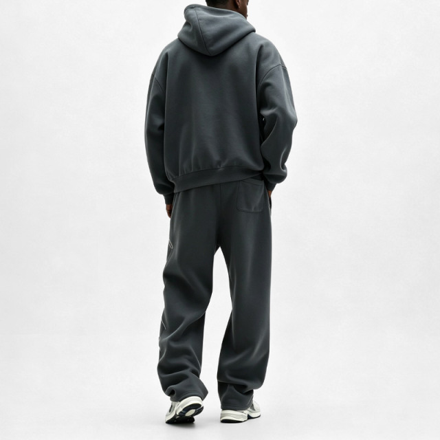 Men Custom Embroidery Screen Print 100% Cotton Fleece Tracksuit Oversized Drop Shoulder Hoodie Loose Wide Leg Sweatpants