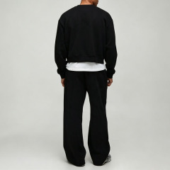 Custom Men's Oversized Boxy Crew Neck Sweatshirt and Wide Leg Jogger Tracksuit 100% Cotton Plain Streetwear Two Piece Set