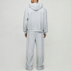 Custom Rhinestone French Terry Winter 2 Pieces Dropped Shoulder Boxy Fit Wide Leg Eco-friendly Hooded Streetwear Men's 100%