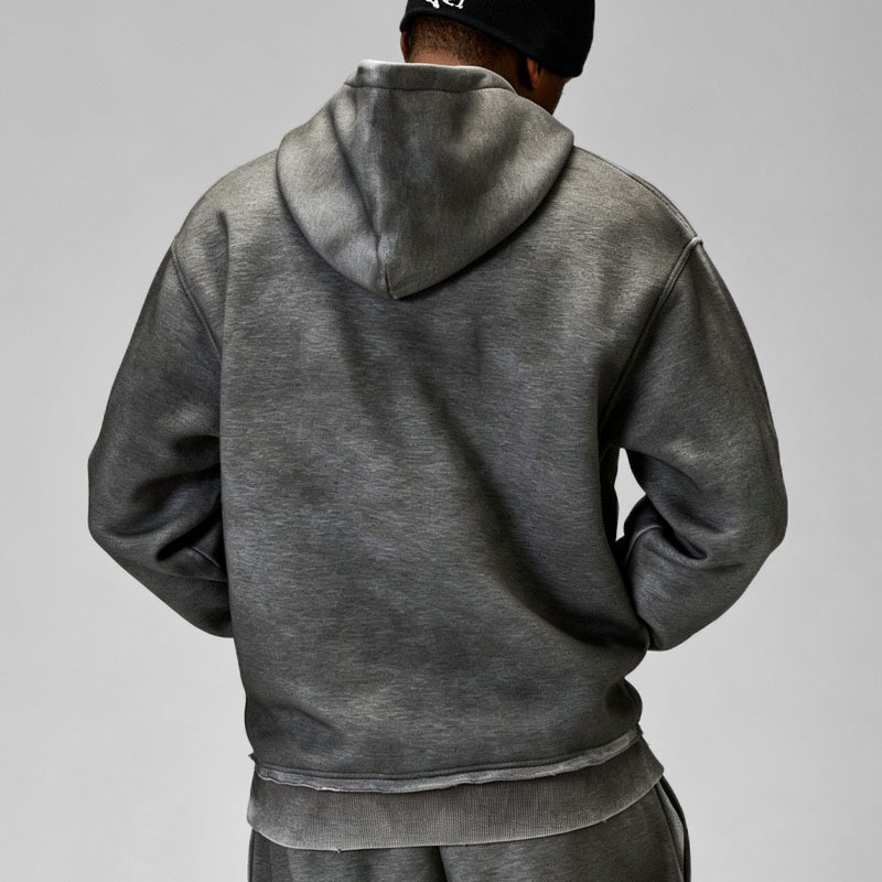 Custom Men's Oversized Fit Tracksuit Heavyweight 450 Gsm Fleece Distressed Cracked Spray Printing Graphic Cargo Baggy 2 Piece