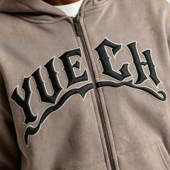 Custom Men's Oversized Boxy Fit Zip Hoodie Tracksuit Heavyweight Fleece 3D Embroidery Kangaroo Pocket Relaxed Jogger 2 Piece Set