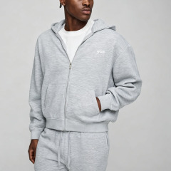 Custom Men's Winter Oversized Boxy Zip Hoodie Cargo Embroidered Letter Pattern Tracksuit 100% Cotton French Terry Athleisure 2