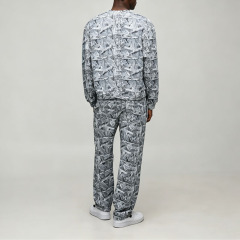 Custom Screen Print Round Neck Sweatshirt Activewear Silhouette Baggy Regular Patterned Jogger Men's Graphic Tracksuit