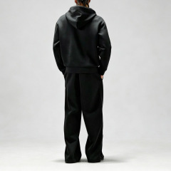 Men Full Zip up Embroidered Hooded Tracksuit Oversized Baggy Trousers Elastic Drawstring Waist Heavyweight Jersey Two Piece Set
