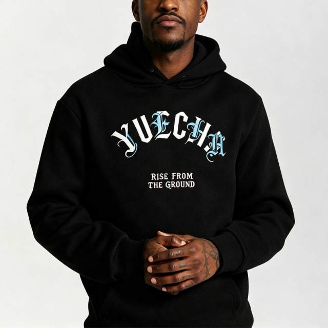 Custom Men's Winter Streetwear Regular Fit Pullover Hoodie Tracksuit Eco-friendly 440 Grams Fleece Screen Print Cuffed Jogger