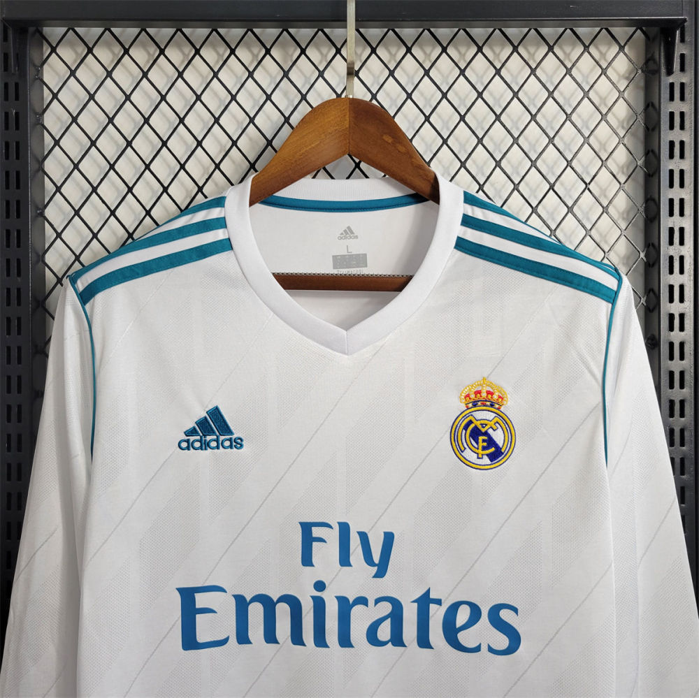 Retro 17/18 Long Sleeve Real Madrid Home jersey Fan Version