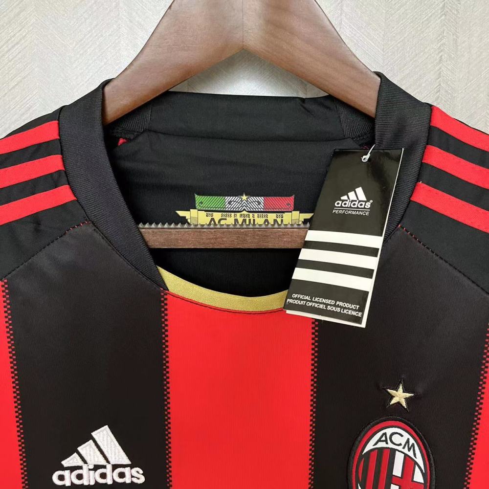 Retro AC Milan 10/11 Long Sleeve Home jersey Fan Version